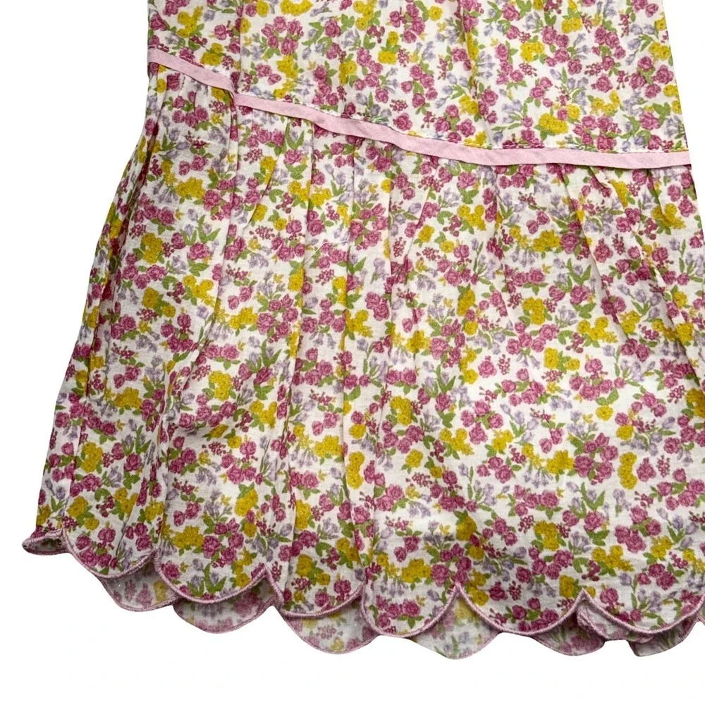 LoveShackFancy Floral Mini Skirt Size L Pink Yellow Cotton Boho Cottagecore - Picture 2 of 7